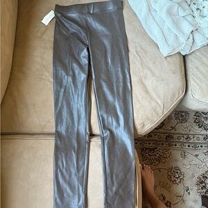 Gray Faux Leather Leggings